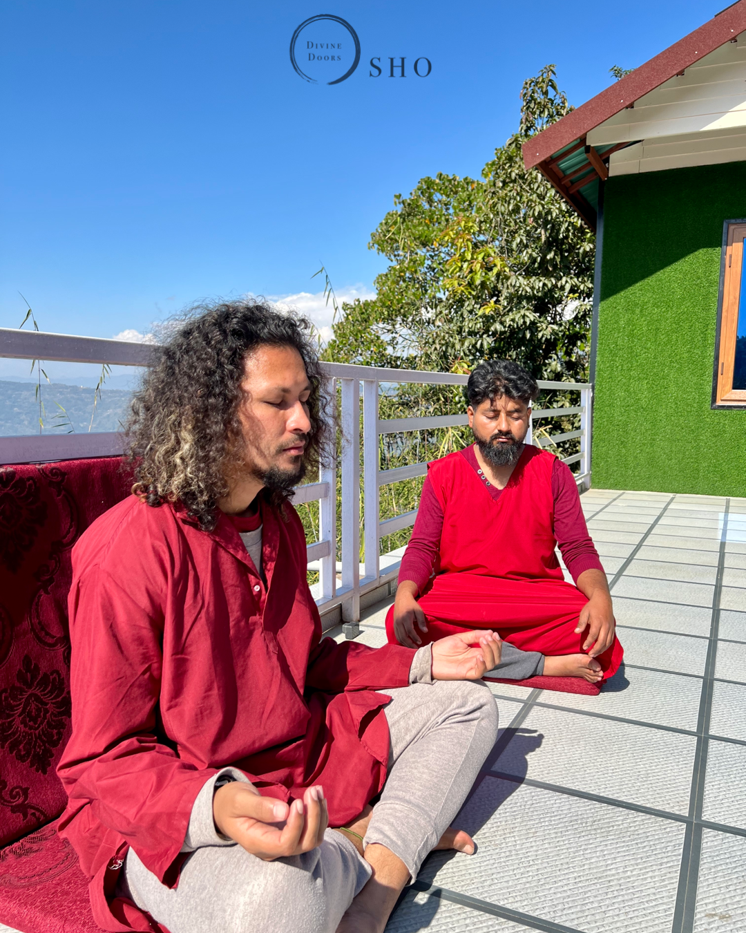 Retreatants in the garden / a moment of stillness