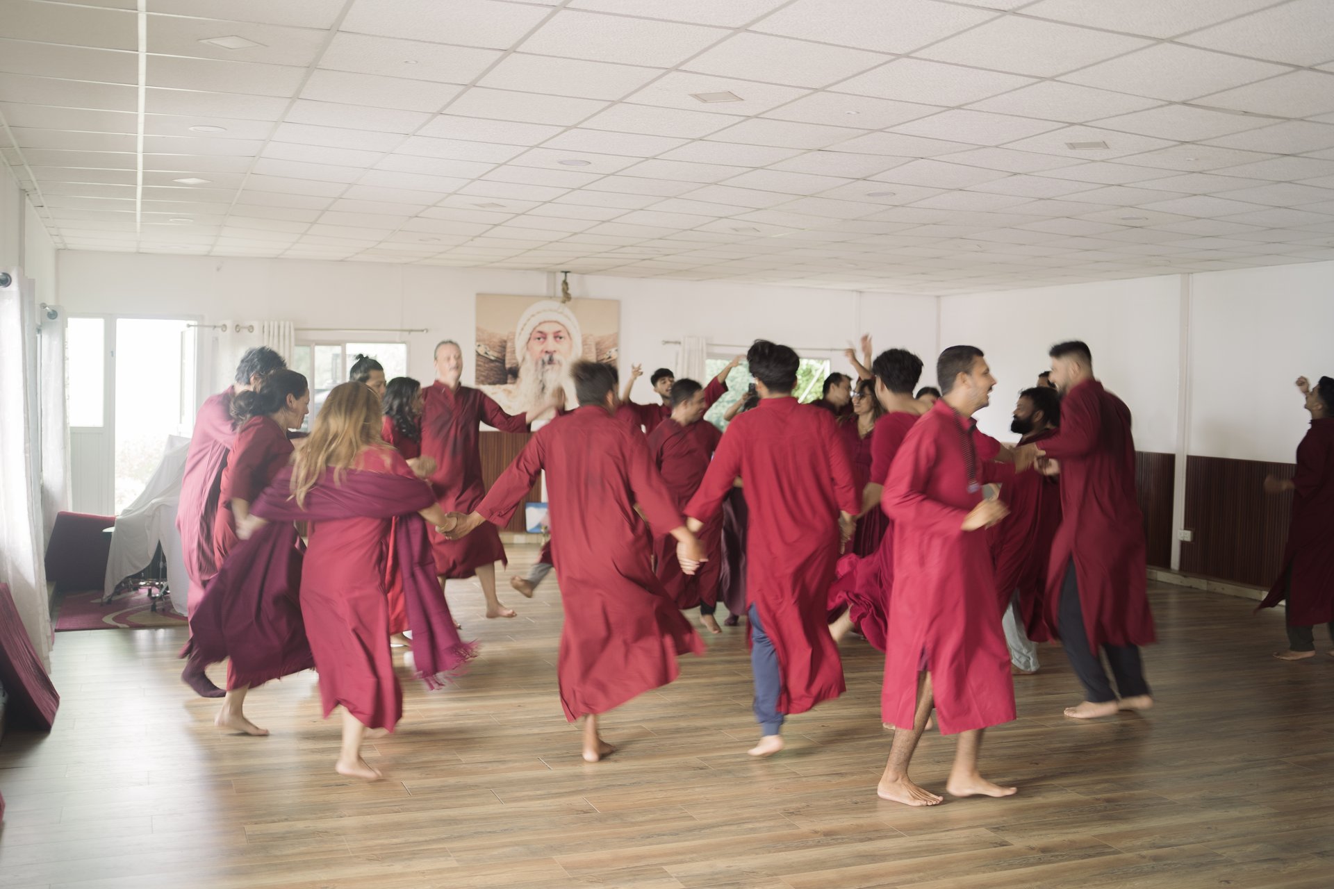 A meditation and kirtan practice scene